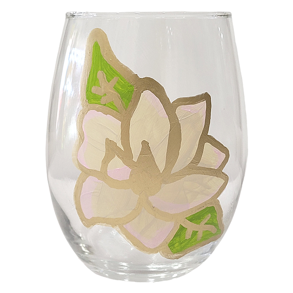 Magnolia Hand-Painted Wine Glasses 318 Art Co.