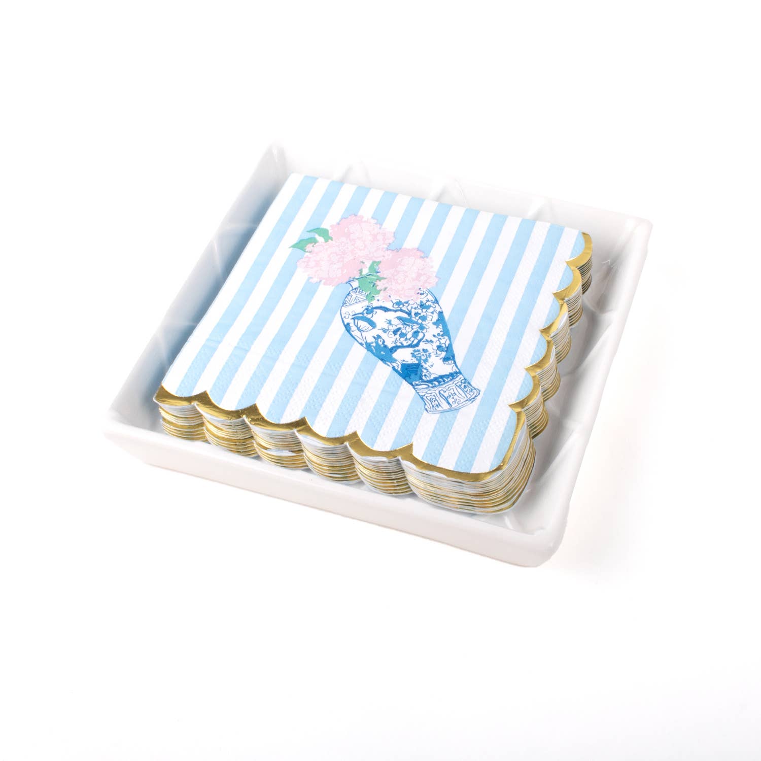 White Textured Beverage Napkin Tray 8 Oak Lane