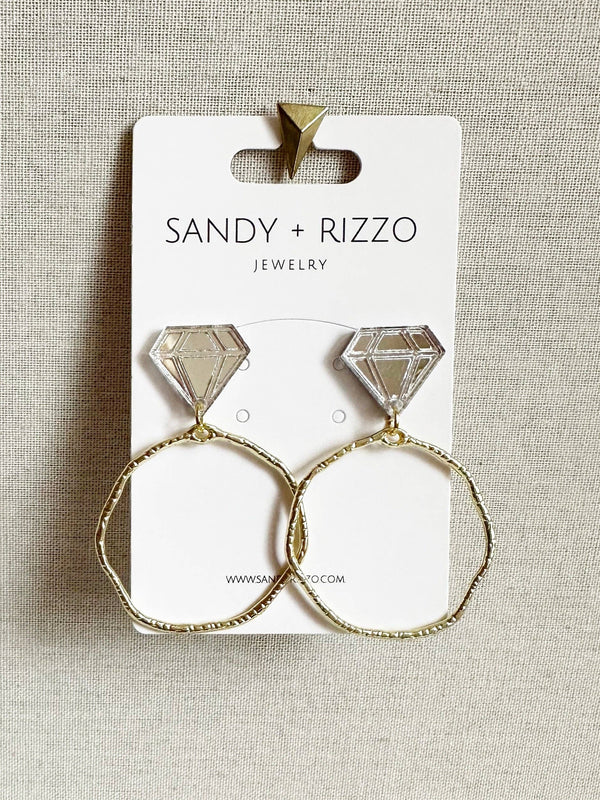 Silver Mirror Acrylic Diamond Ring Hoops Sandy + Rizzo