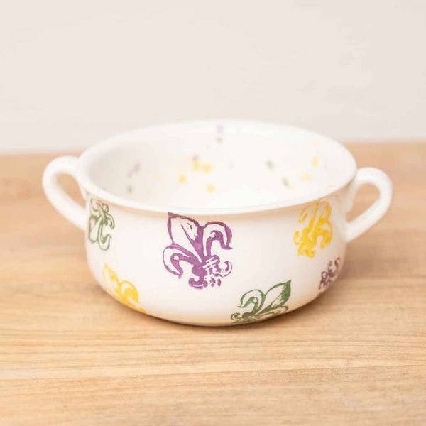 Watercolor Fleur De Lis Double Handle Bowl The Royal Standard