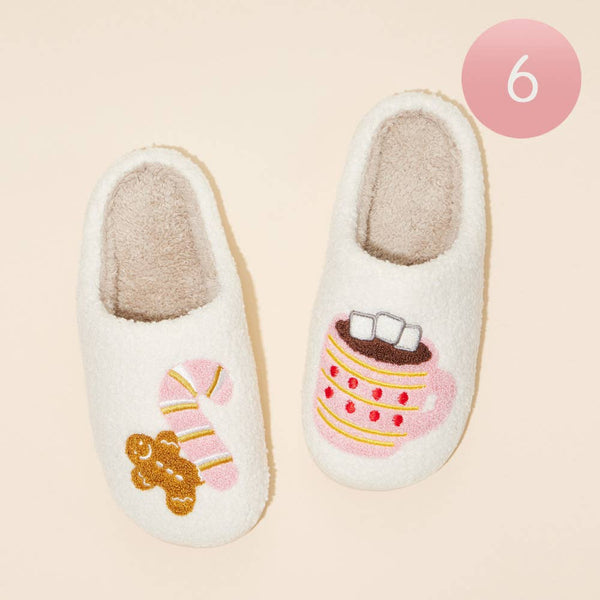 6Pairs - Gingerbread Man and Hot Chocolate Home Slippers Wona Trading, Inc.