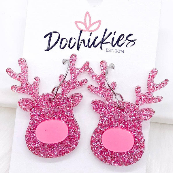 RTS 1.5" Clara Reindeer Dangles - Christmas Acrylic Earrings Doohickies