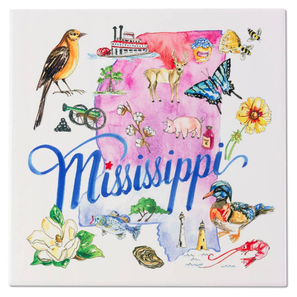 MS State Collection 8" Ceramic Trivet Mississippi Rosanne Boston International