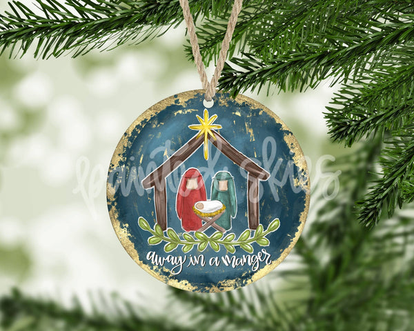 Manger Baby Jesus Christmas Ornament Painted Skies