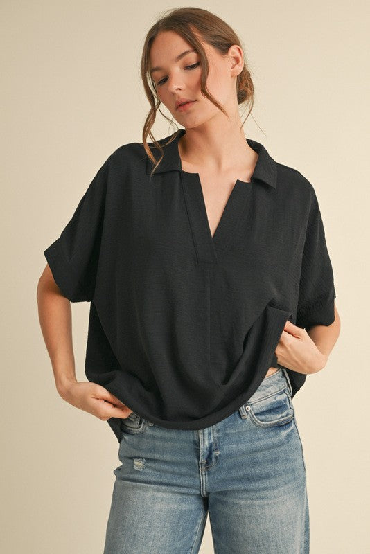 Solid Short Dolman Sleeves Top jodifl