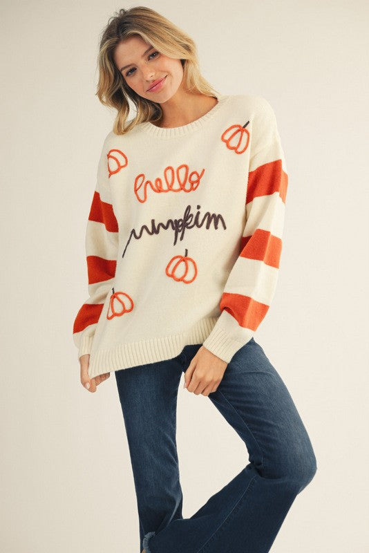 Hello Pumpkim Cozy Sweater Top jodifl