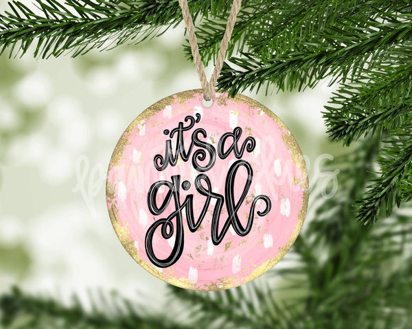 It’s A Girl Gender Announcement Christmas Ornament Painted Skies