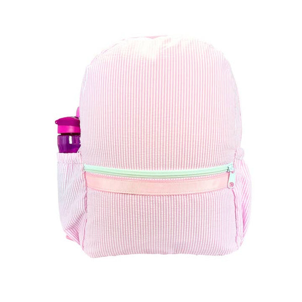 Mint (sweet little things) Pink Seersucker Medium Backpack w/Pocket mint (sweet little things)