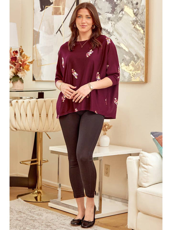 Soft Poncho Tunic Top Wine dear scarlett