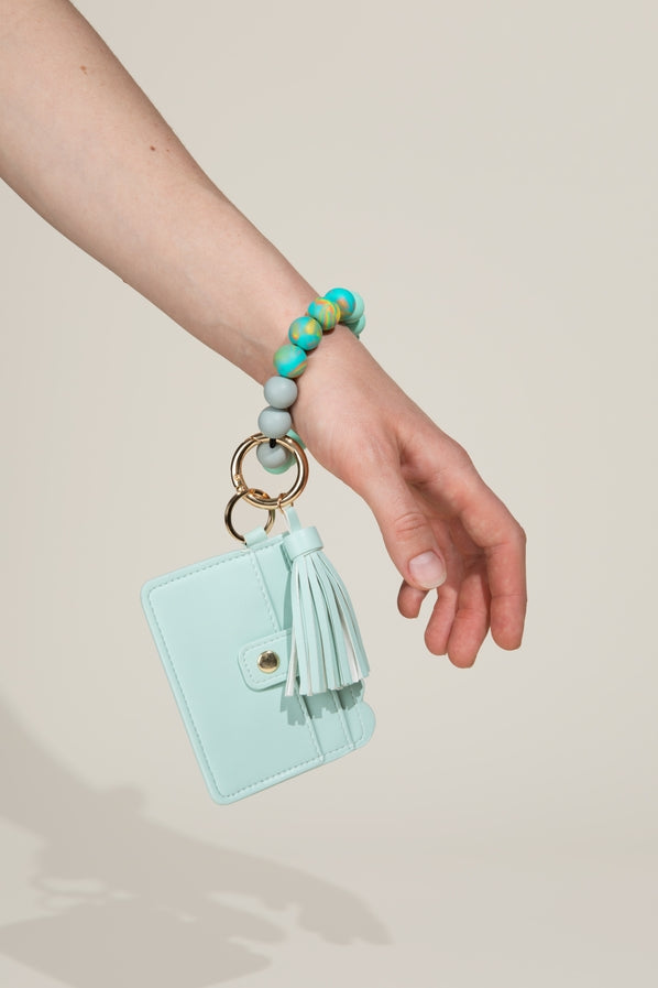 Silicone Wristlet - Wallet Keychain Bracelet Card Key Holder Sparkle Being