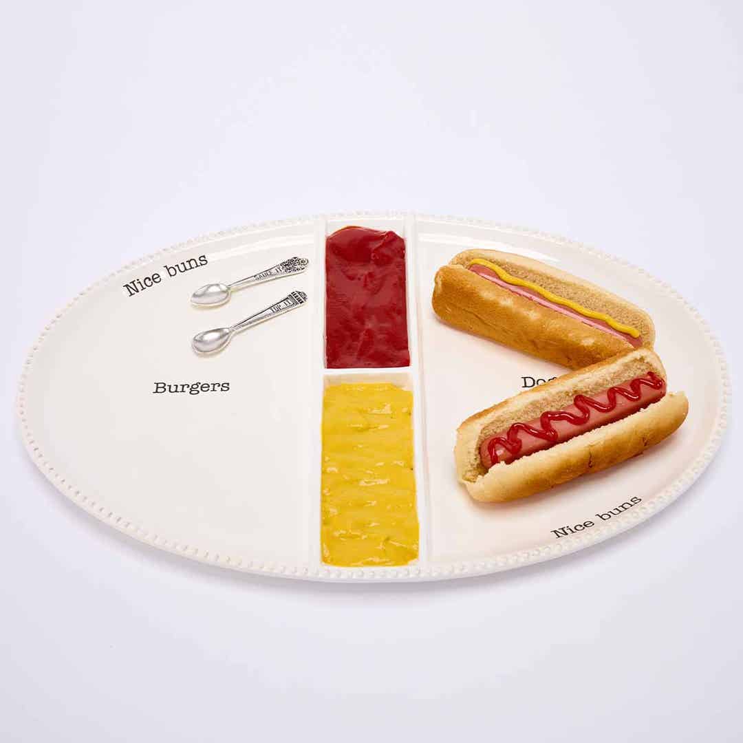 Mudpie Burger and Hot Dog Platter Set Mudpie