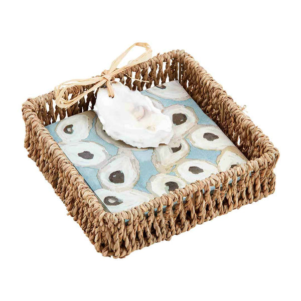 Mudpie Oyster Napkin And Basket Set Mudpie