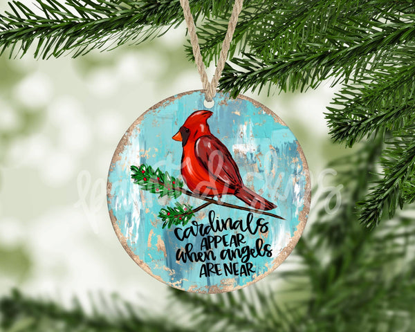 Cardinals Appear When Angels Are Near Christmas Ornament Painted Skies