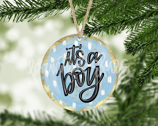 It’s A Boy Gender Announcement Christmas Ornament Painted Skies