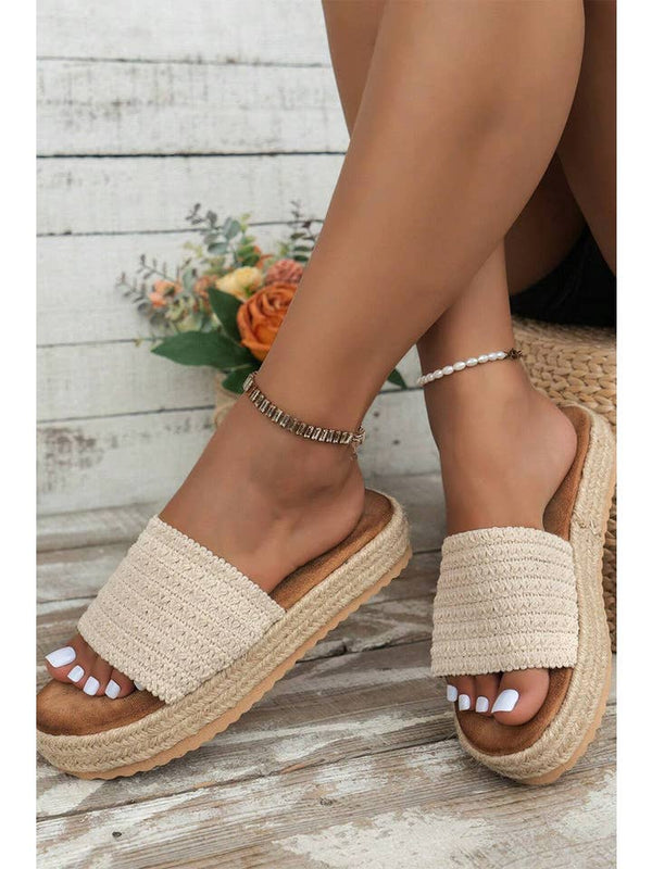 Boho Woven Wedge Fashion Slippers Aapparella