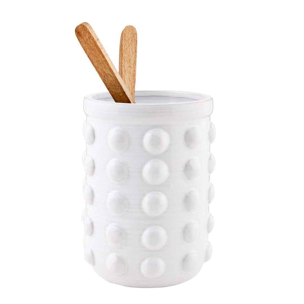 Mudpie White Beaded Utensil Crock Mudpie