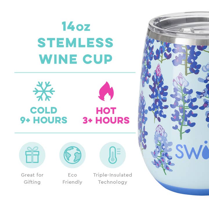 Bluebonnet Stemless Wine Cup (14oz) Swig Swig Life