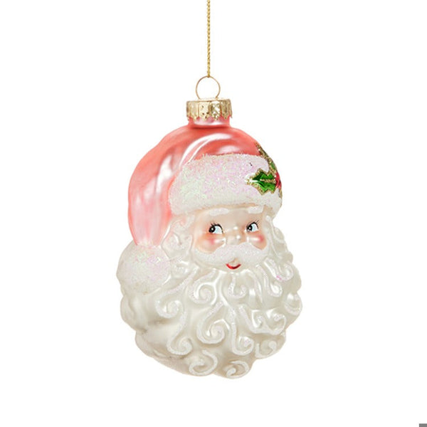 Pink Santa Head Ornament Raz Imports