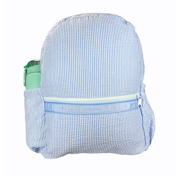 Mint (sweet little things) Baby Blue Seersucker Medium Backpack w/Pocket mint (sweet little things)