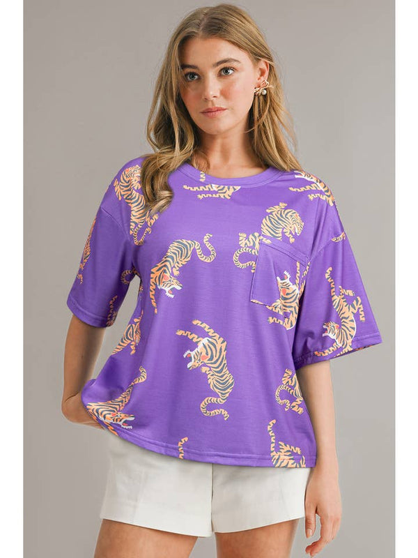 Tiger Printed Short Sleeve T Shirt Aapparella