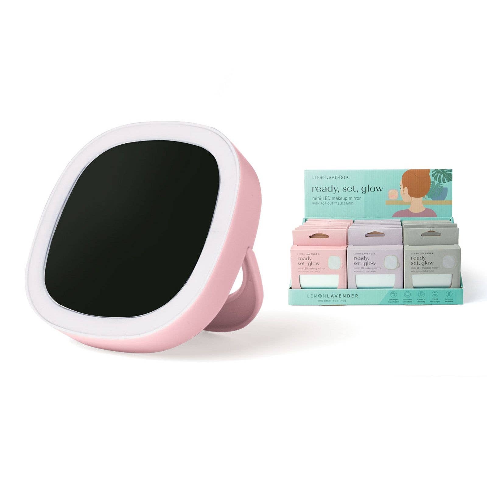 Lemon Lavender LED Light Up Mini Mirror DM Merchandising