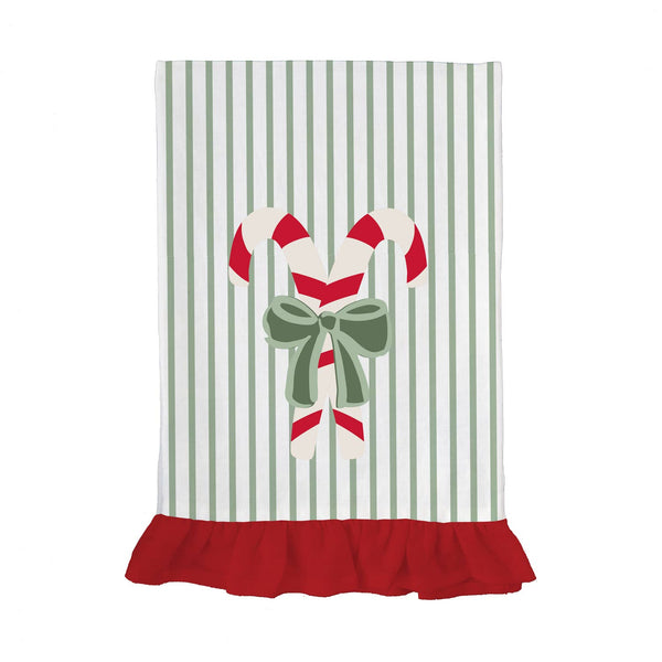 Tea Towel Candy Cane Embroidered Mary Square