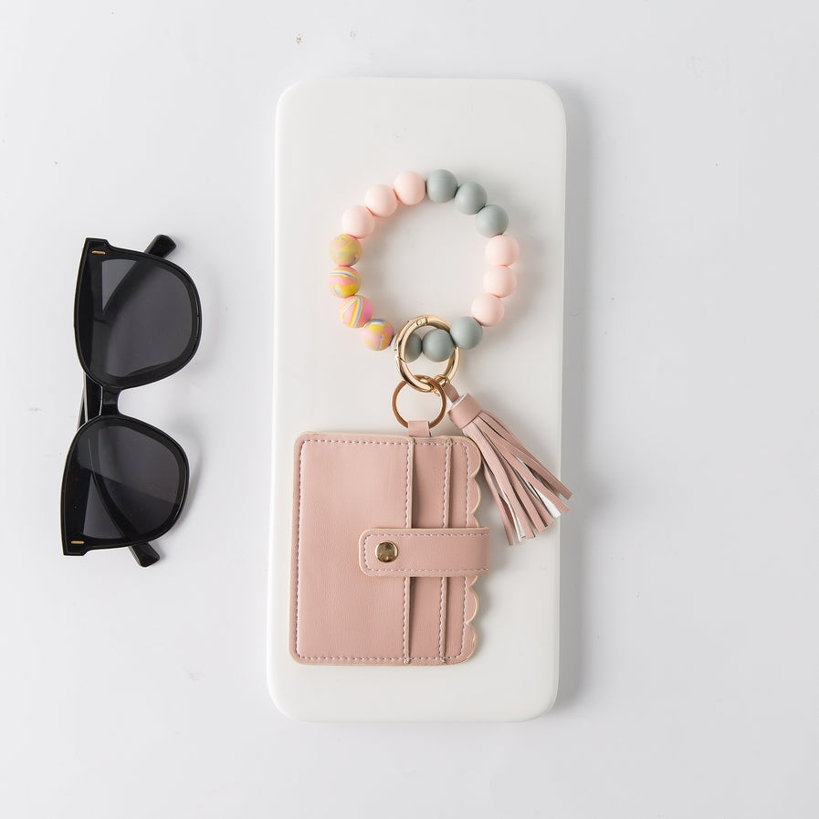 Silicone Wristlet - Wallet Keychain Bracelet Card Key Holder Sparkle Being