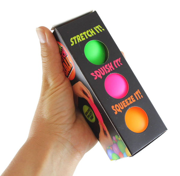 1 Box of 3 Stress Balls -Soft Doh Filled 2" Stress Fidget Curious Minds Toys