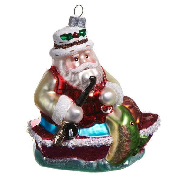 Fishing Santa Ornament Raz Imports