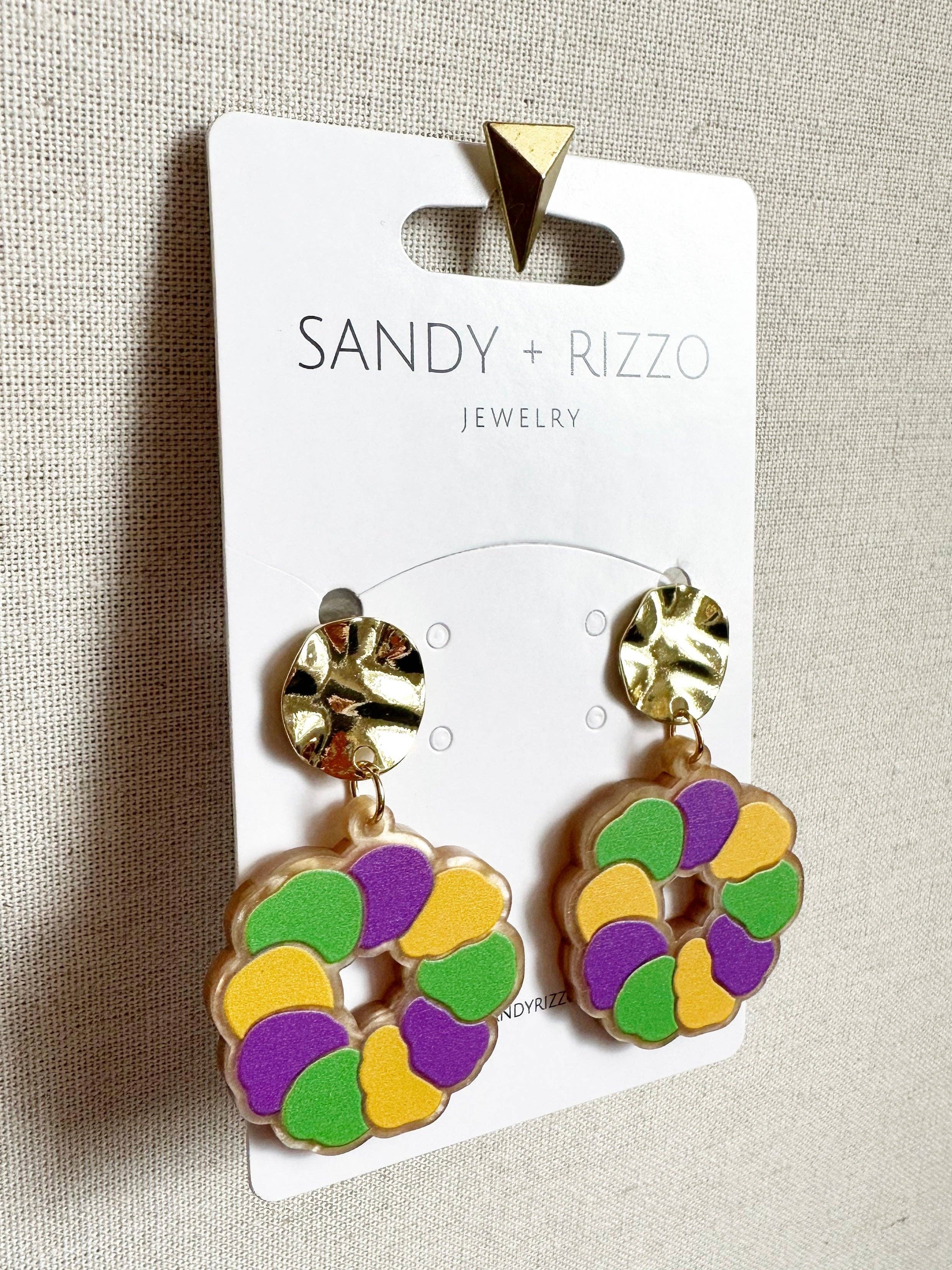 King Cake Acrylic Dangle Sandy + Rizzo