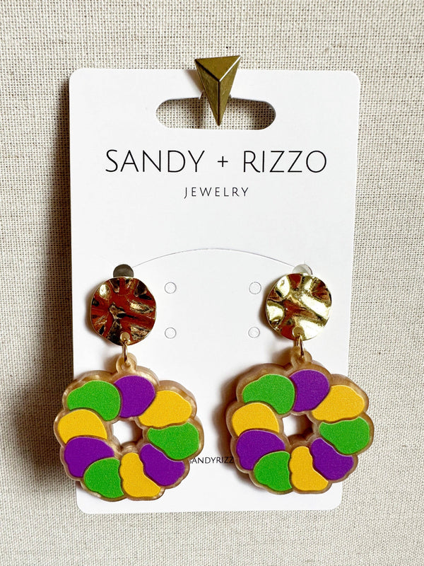 King Cake Acrylic Dangle Sandy + Rizzo