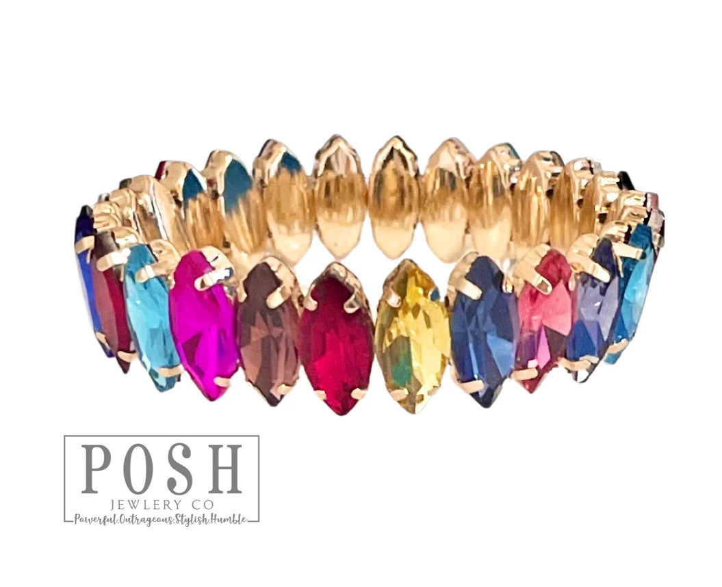 Posh Marquise Shape Rhinestone Stretch Bracelet Posh