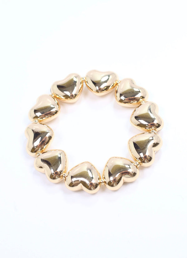 Snyder Puff Heart Bracelet - Shiny Gold Caroline Hill