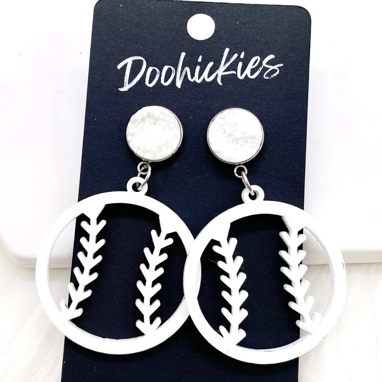 Cutout Baseball Dangle Earrings Doohickies