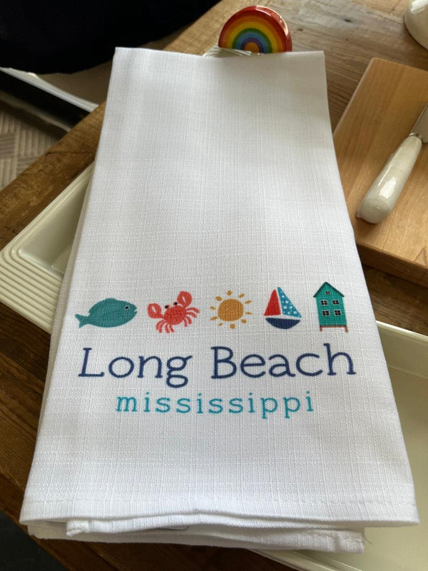 Little Birdie Gingham Beach Tea Towel - Long Beach, MS Little Birdie