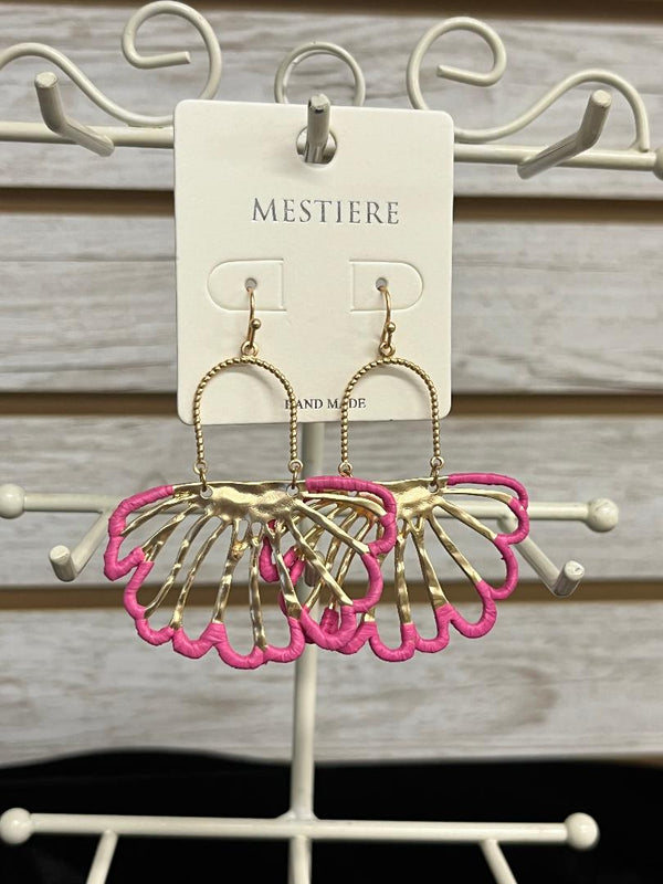 Pink and Gold Fan Earrings Kenze Panne Jewelry