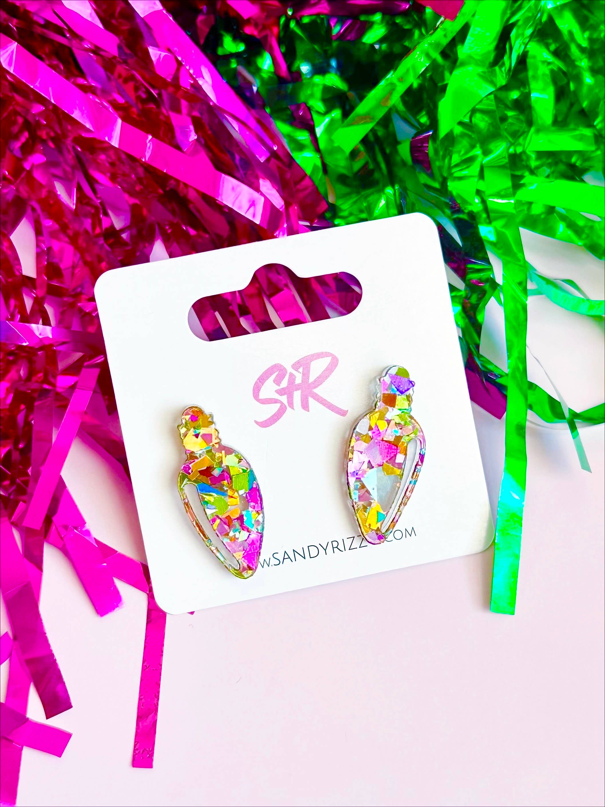 Multi-Colored Christmas Bulb Studs Sandy + Rizzo