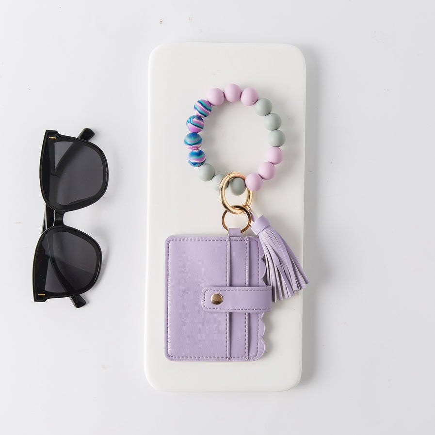 Silicone Wristlet - Wallet Keychain Bracelet Card Key Holder Sparkle Being
