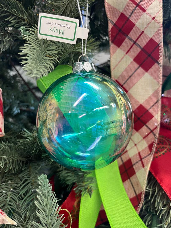 Clear Turquoise Disk Ornament Gilded Goose