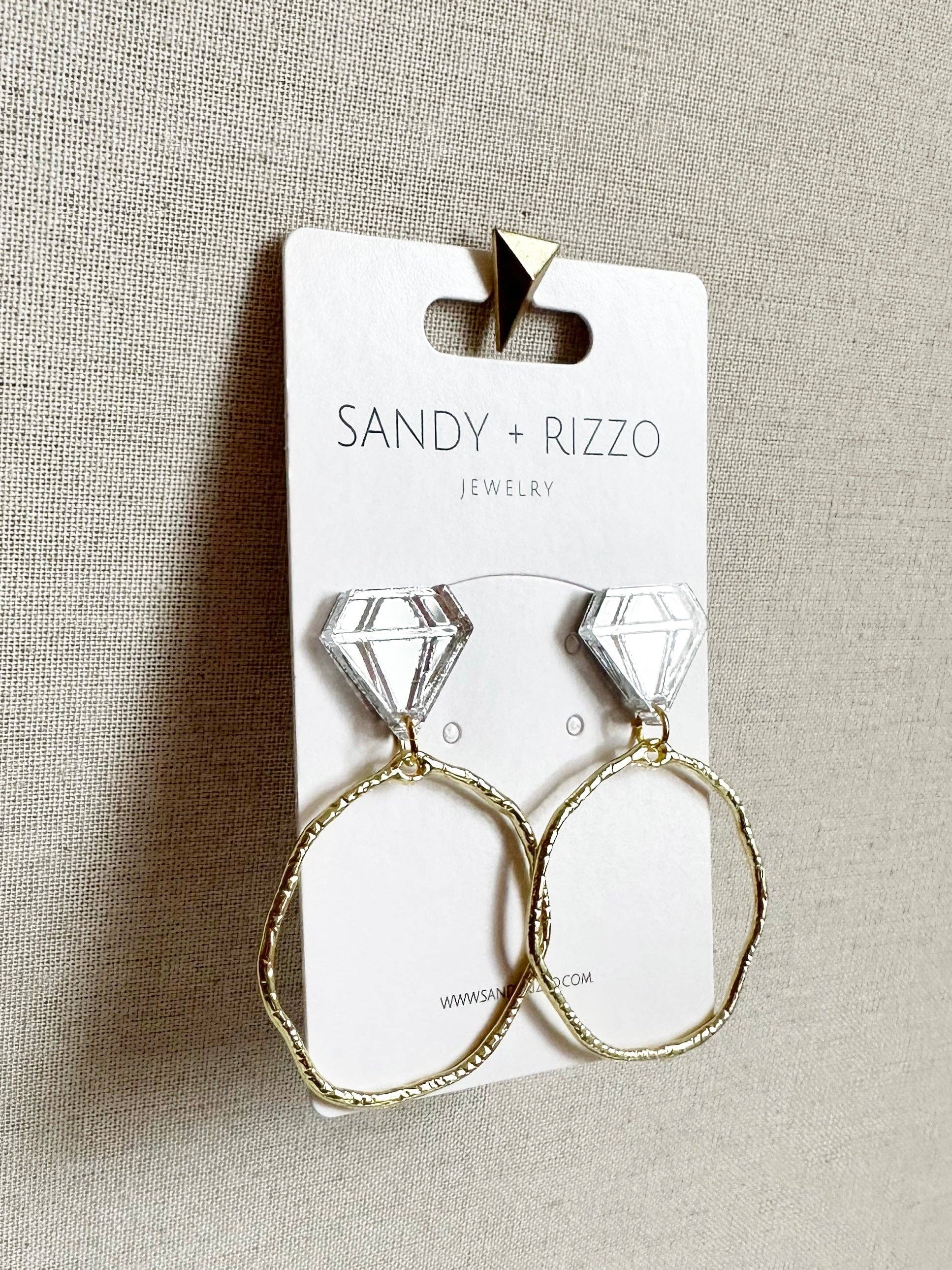 Silver Mirror Acrylic Diamond Ring Hoops Sandy + Rizzo