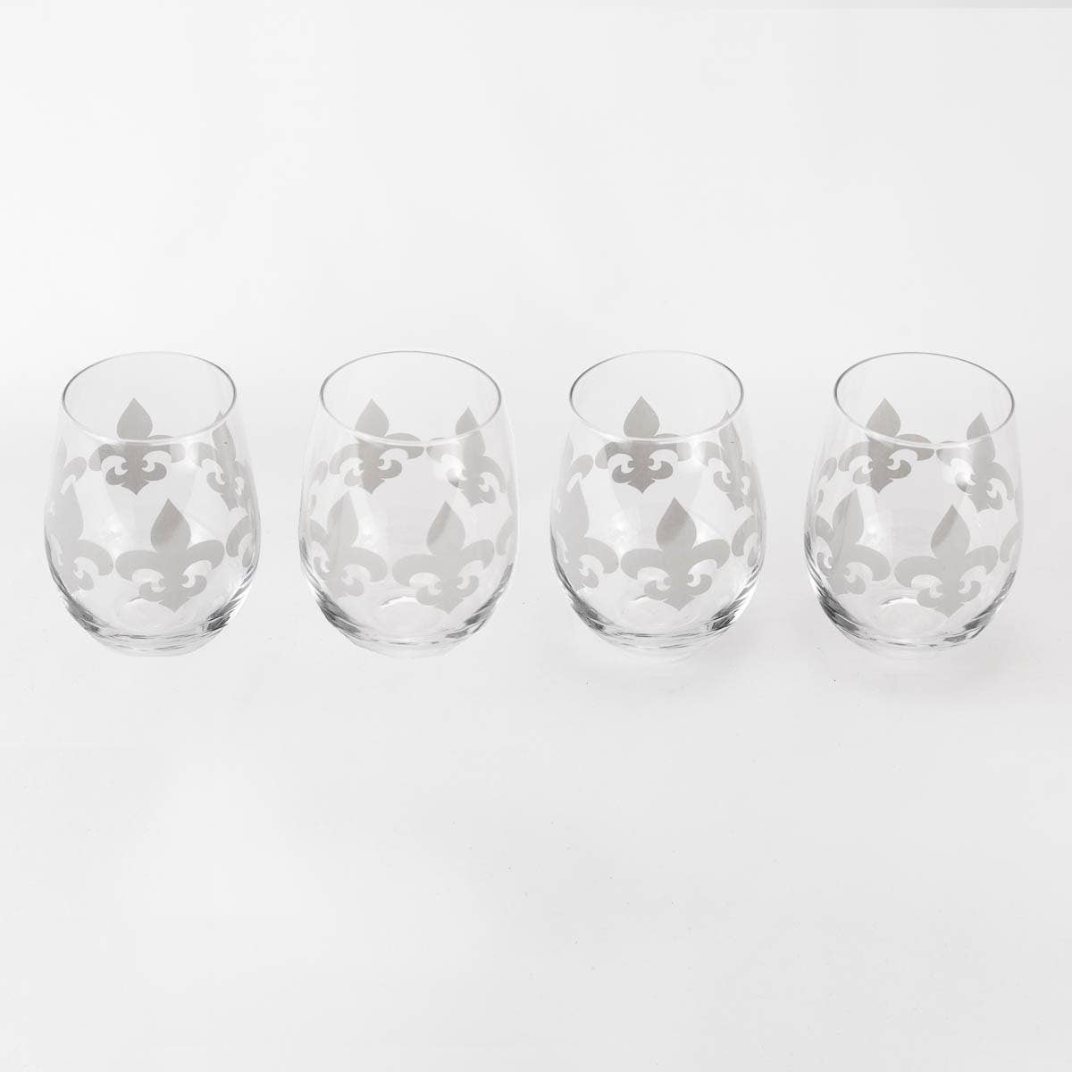 Fleur de Lis Wine Glass Gift Set   Clear   16oz The Royal Standard