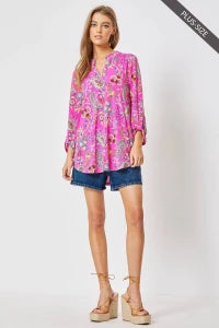 Dear Scarlett Lizzy Paisley Top - Plus Size Magenta dear scarlett