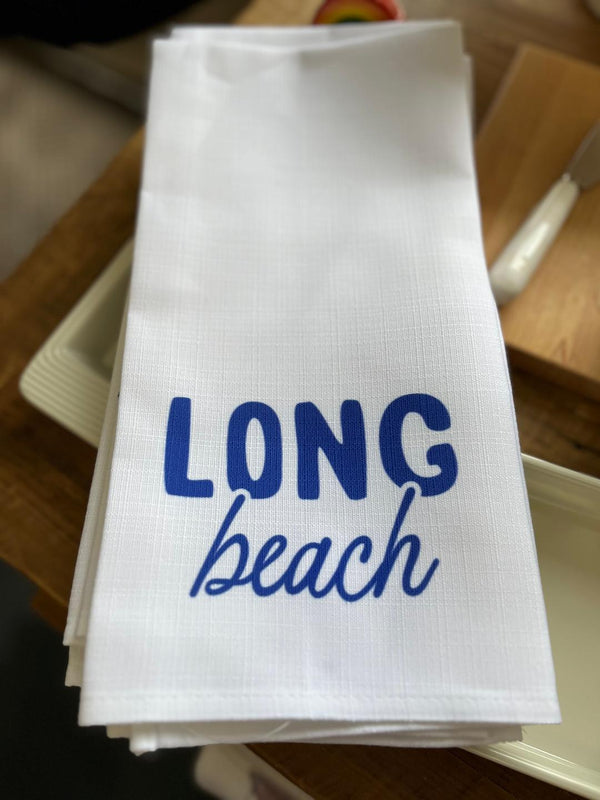 Little Birdie Fish Pattern Beach Teal Towel - Long Beach Little Birdie