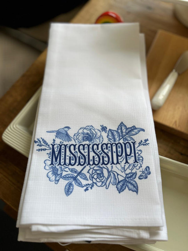 Little Birdie Blue Victorian Tea Towel - Mississippi Little Birdie