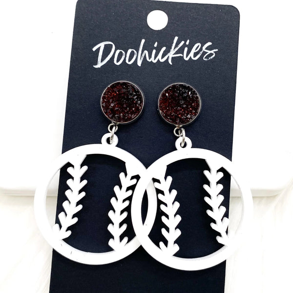 Cutout Baseball Dangle Earrings Doohickies