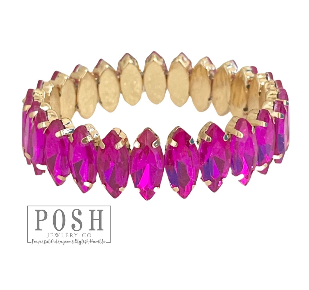 Posh Marquise Shape Rhinestone Stretch Bracelet Posh