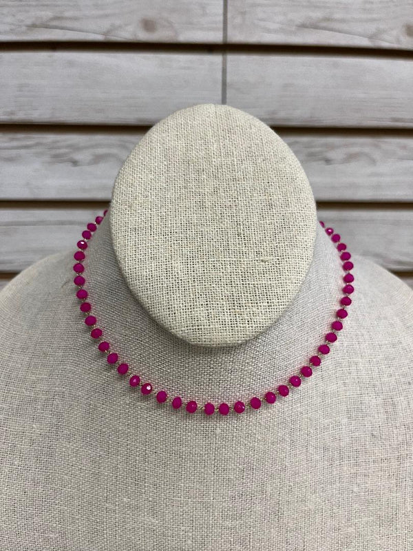 Hot Pink Choker Necklace Kenze Panne Jewelry