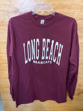 Long Beach Bearcats Adult Maroon Long Sleeve Printed Cotton Co