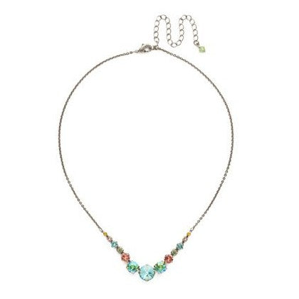 Sorrelli Delicate Round Crystal Necklace, 15 In Aqua/ Pink/ Green Sorrelli