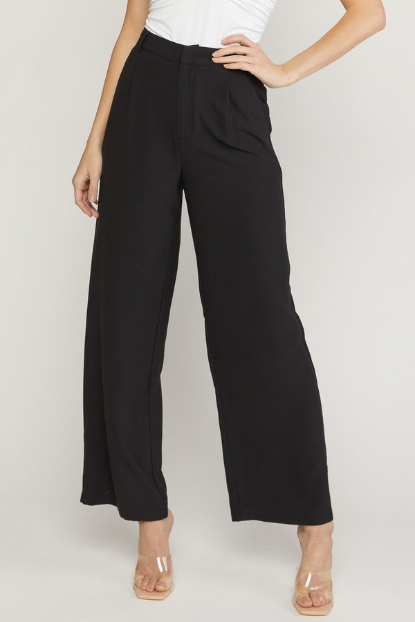 Entro Pleated High Waist Black Pants entro